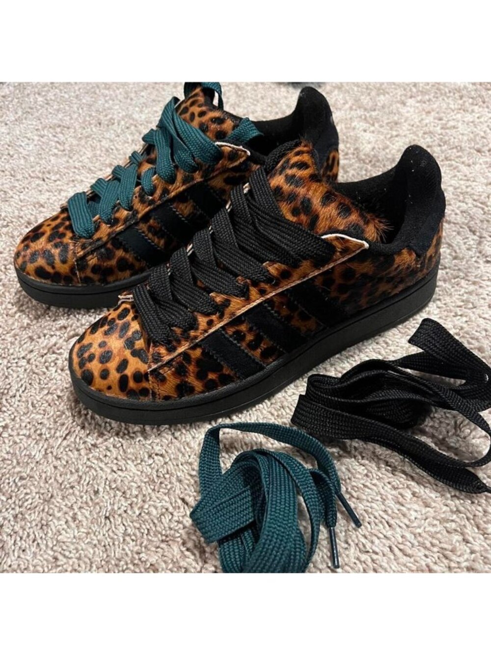 NEW! Adidas Originals Campus leopard print Horse hair sneakers i7.5